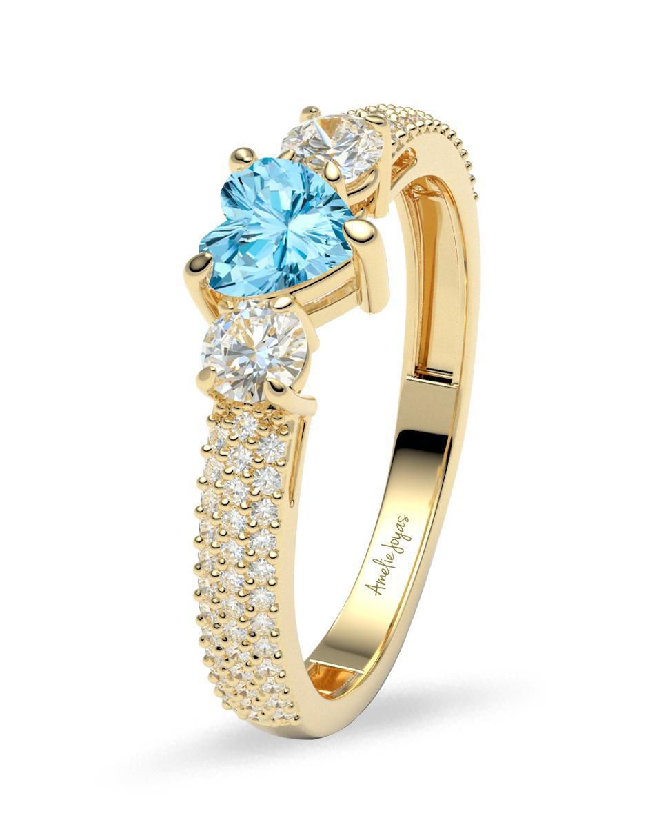 Anillo "de (si aplica)" corazón amelie joyas sin colección sin temática 14 k "de" oro zirconia