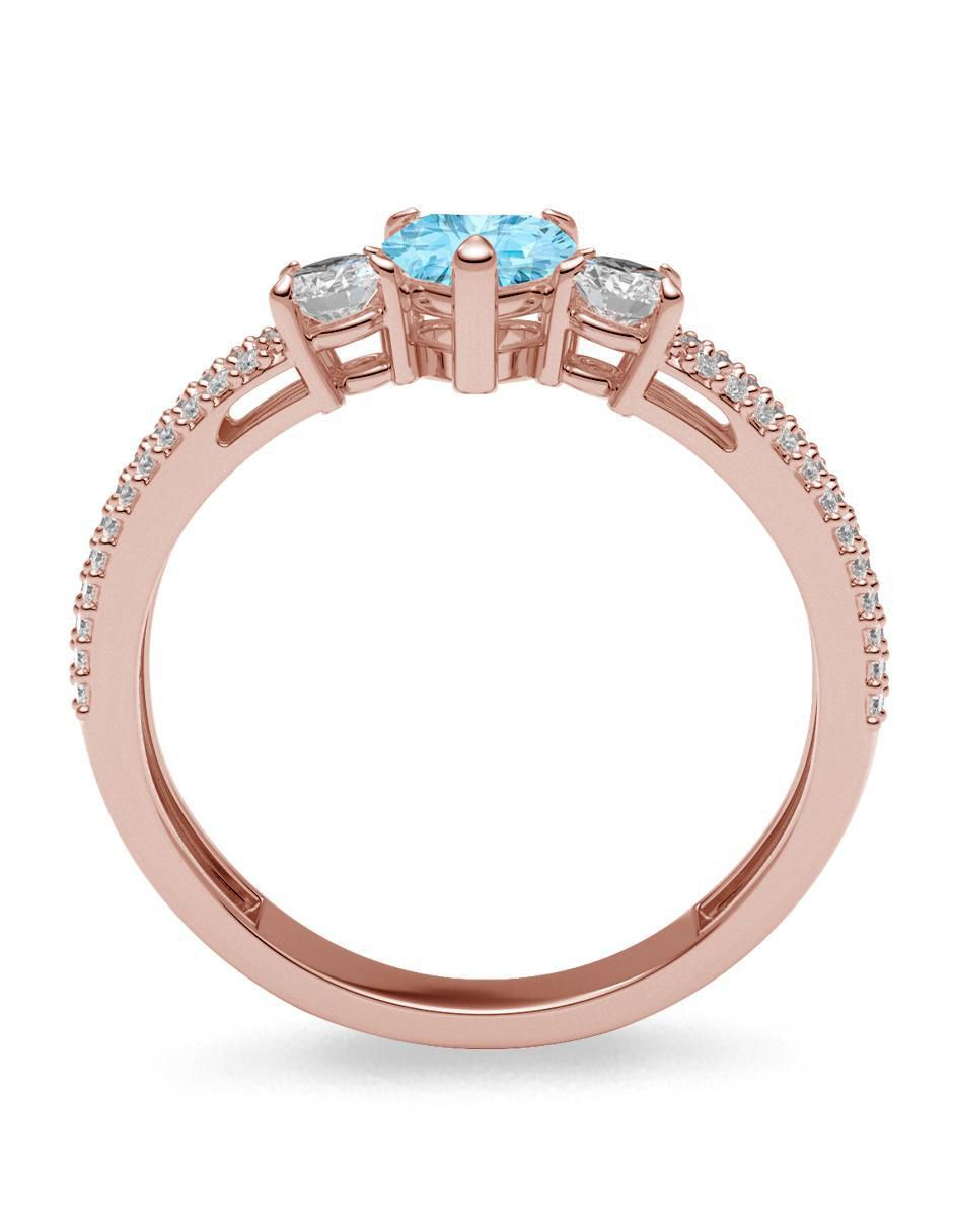 Anillo de corazón 14 k de oro zirconia brillante 3