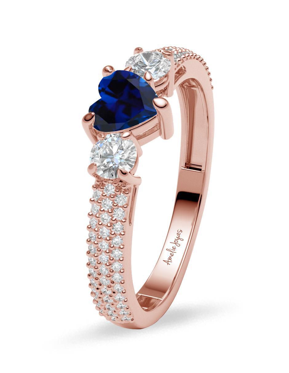 Anillo de corazón 14 k de oro zirconia brillante 2