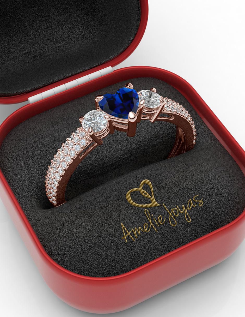 Anillo de corazón 14 k de oro zirconia brillante 4