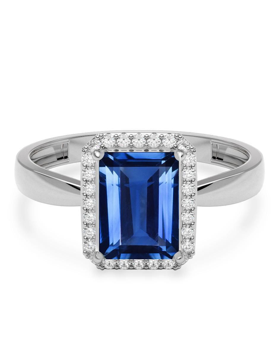Anillo rectangular 14 k de oro zirconia brillante