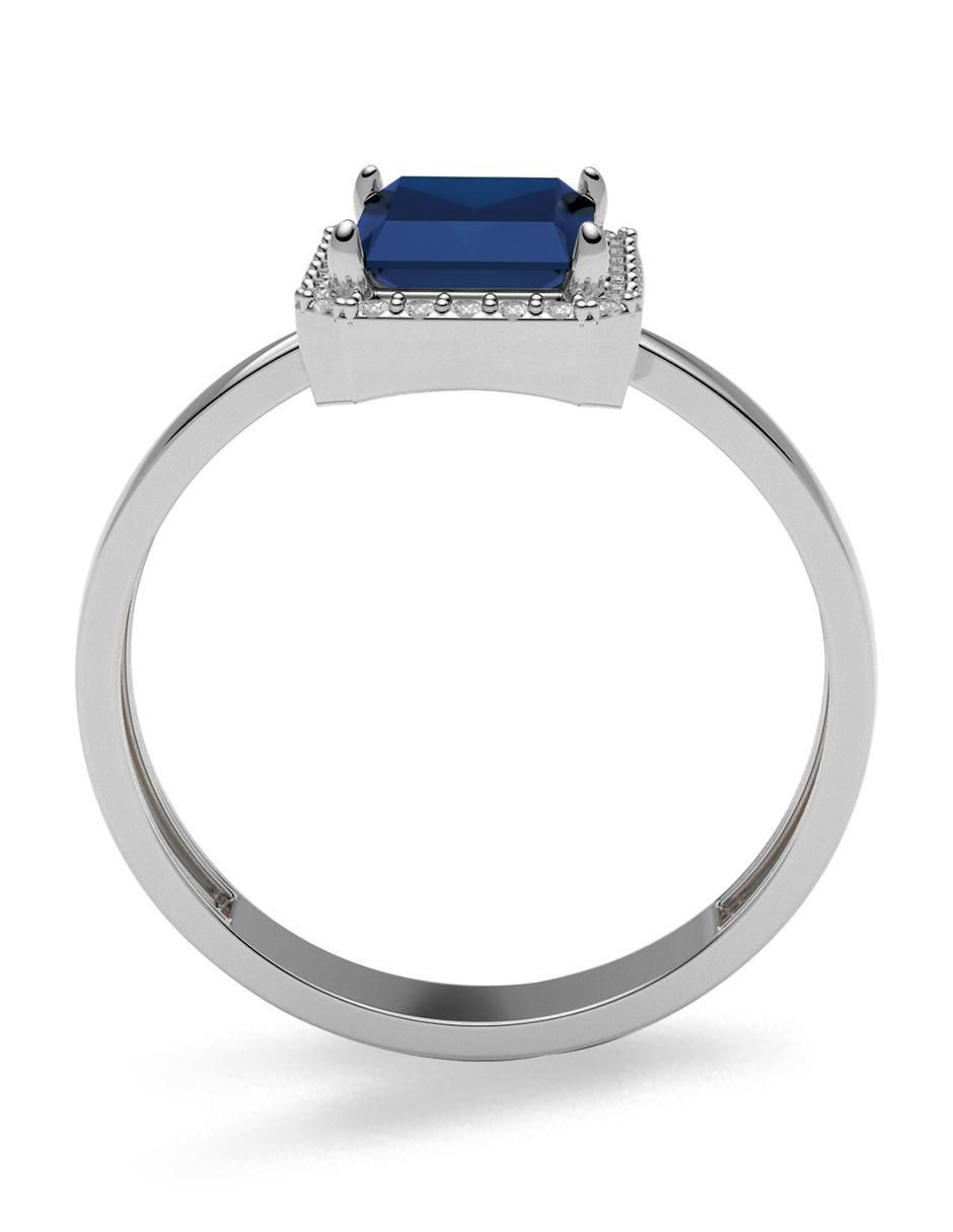 Anillo rectangular 14 k de oro zirconia brillante 3