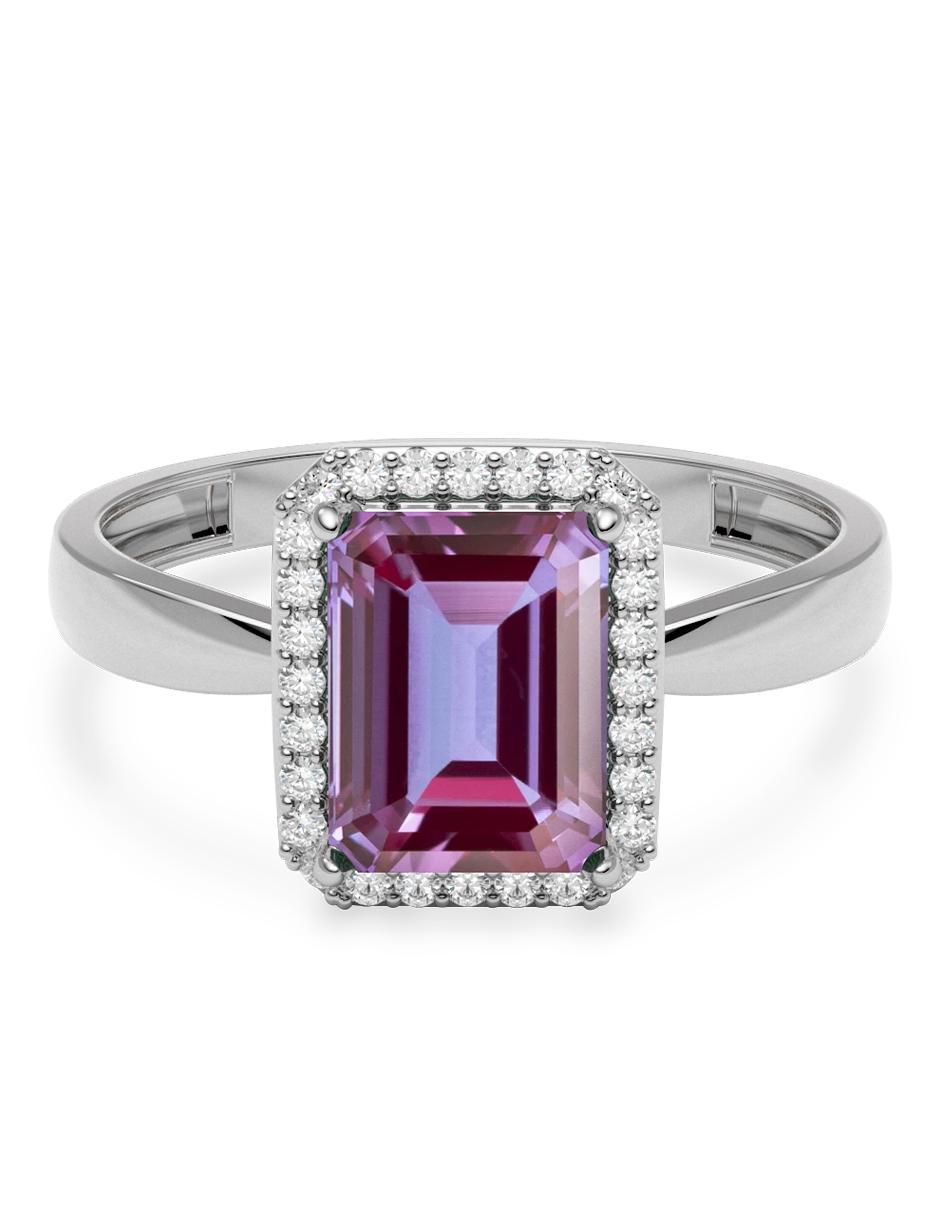 Anillo rectangular 14 k de oro zirconia brillante