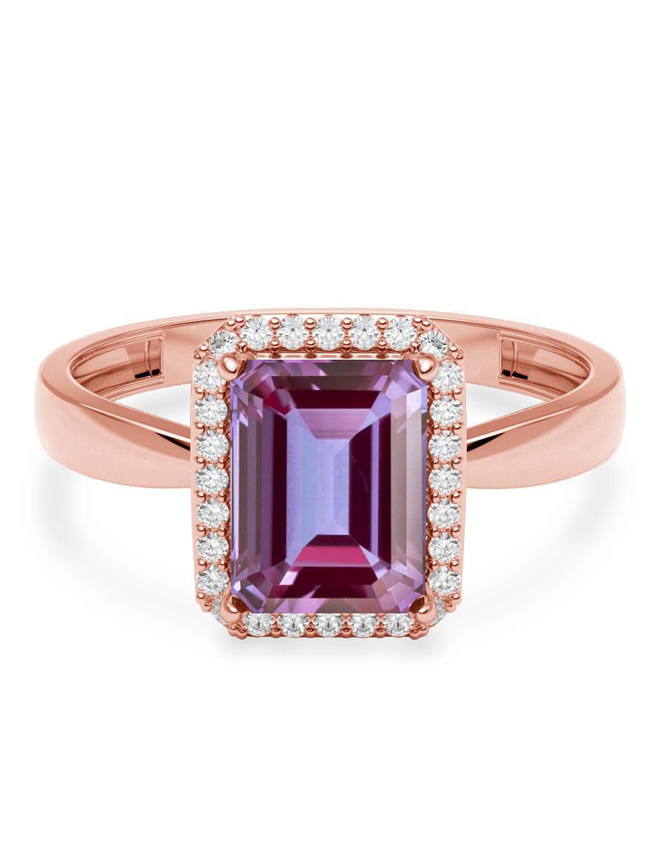 Anillo rectangular 14 k de oro zirconia brillante