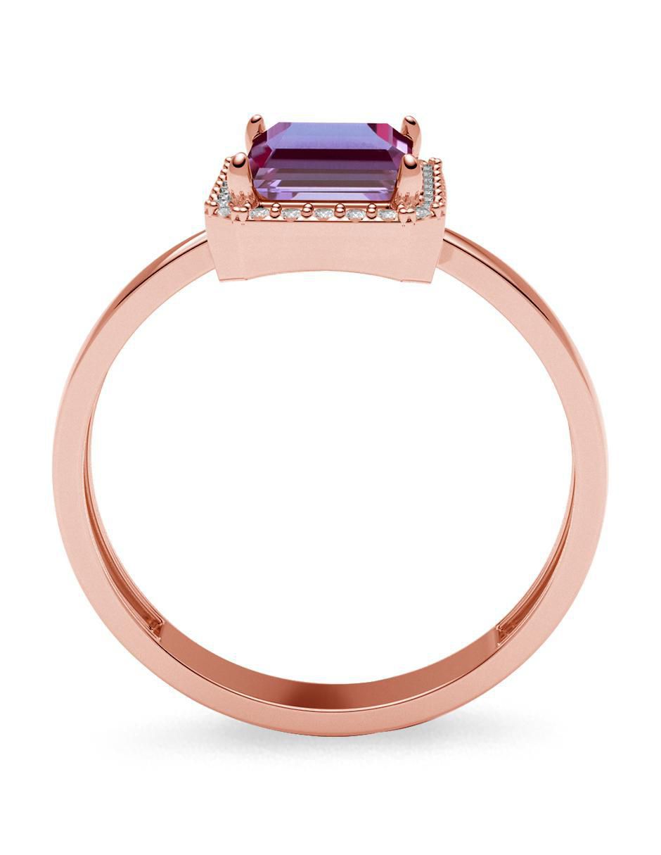 Anillo rectangular 14 k de oro zirconia brillante 3