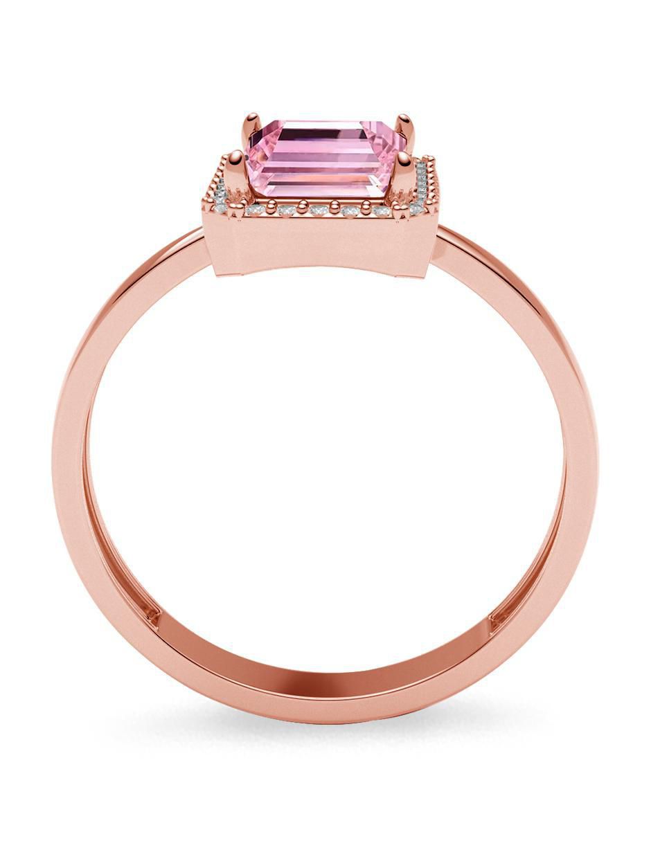 Anillo rectangular 14 k de oro zirconia brillante 3