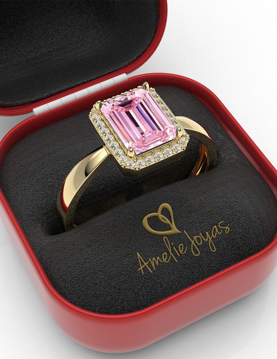 Anillo "de (si aplica)" rectangular amelie joyas sin colección sin temática 14 k "de" oro zirconia
