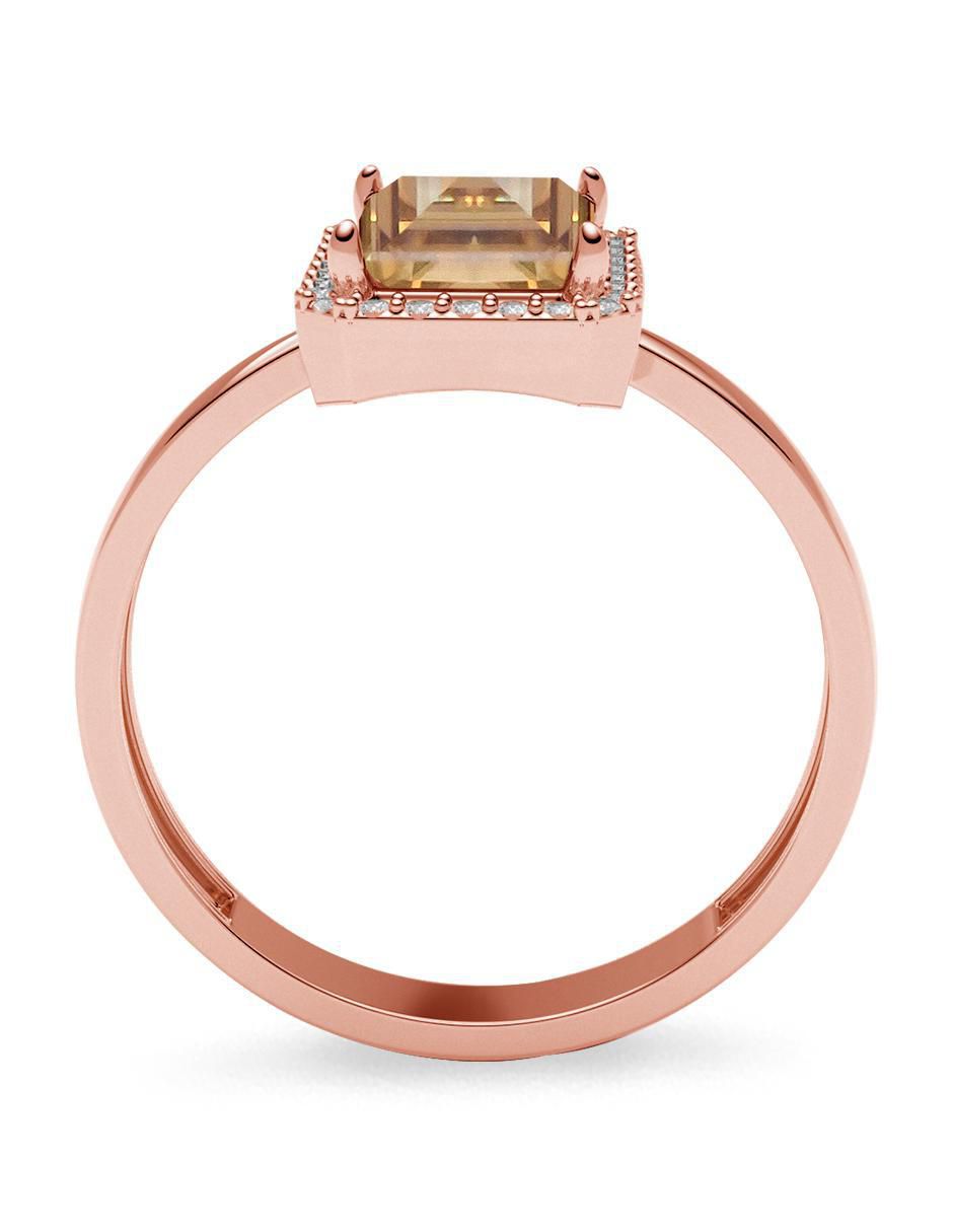 Anillo rectangular 14 k de oro zirconia brillante 3