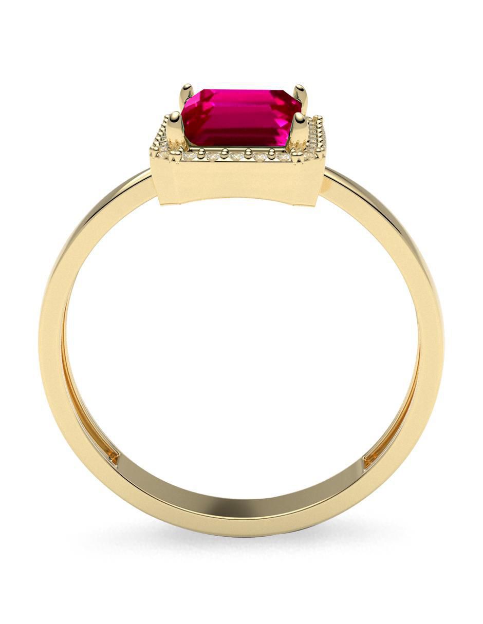 Anillo rectangular 14 k de oro zirconia brillante 3