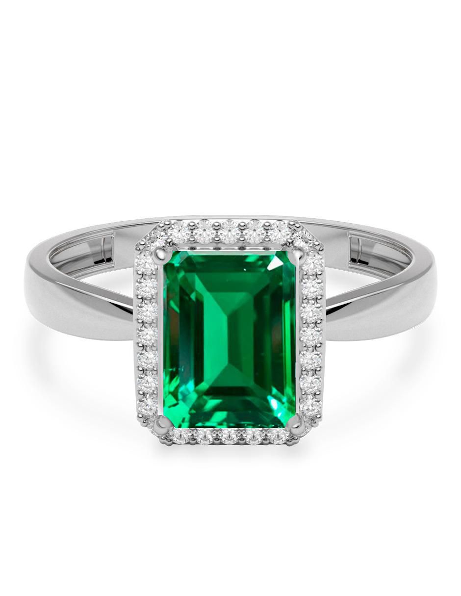 Anillo rectangular 14 k de oro zirconia brillante