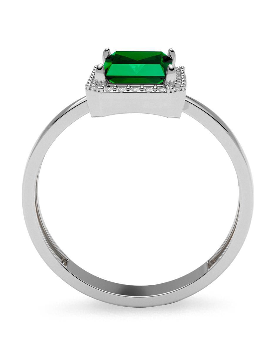 Anillo rectangular 14 k de oro zirconia brillante 3