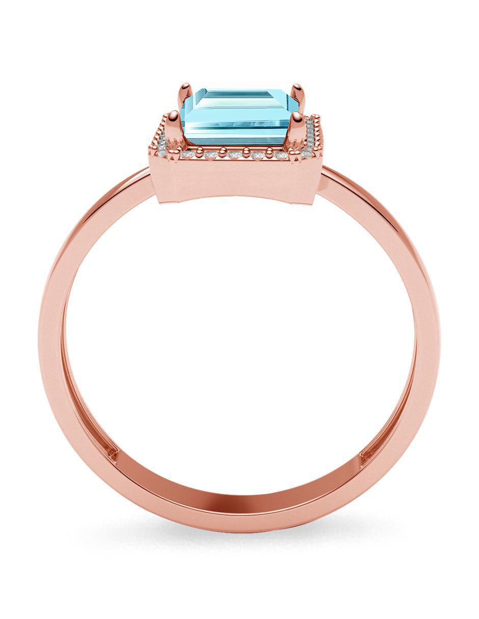 Anillo rectangular 14 k de oro zirconia brillante 3