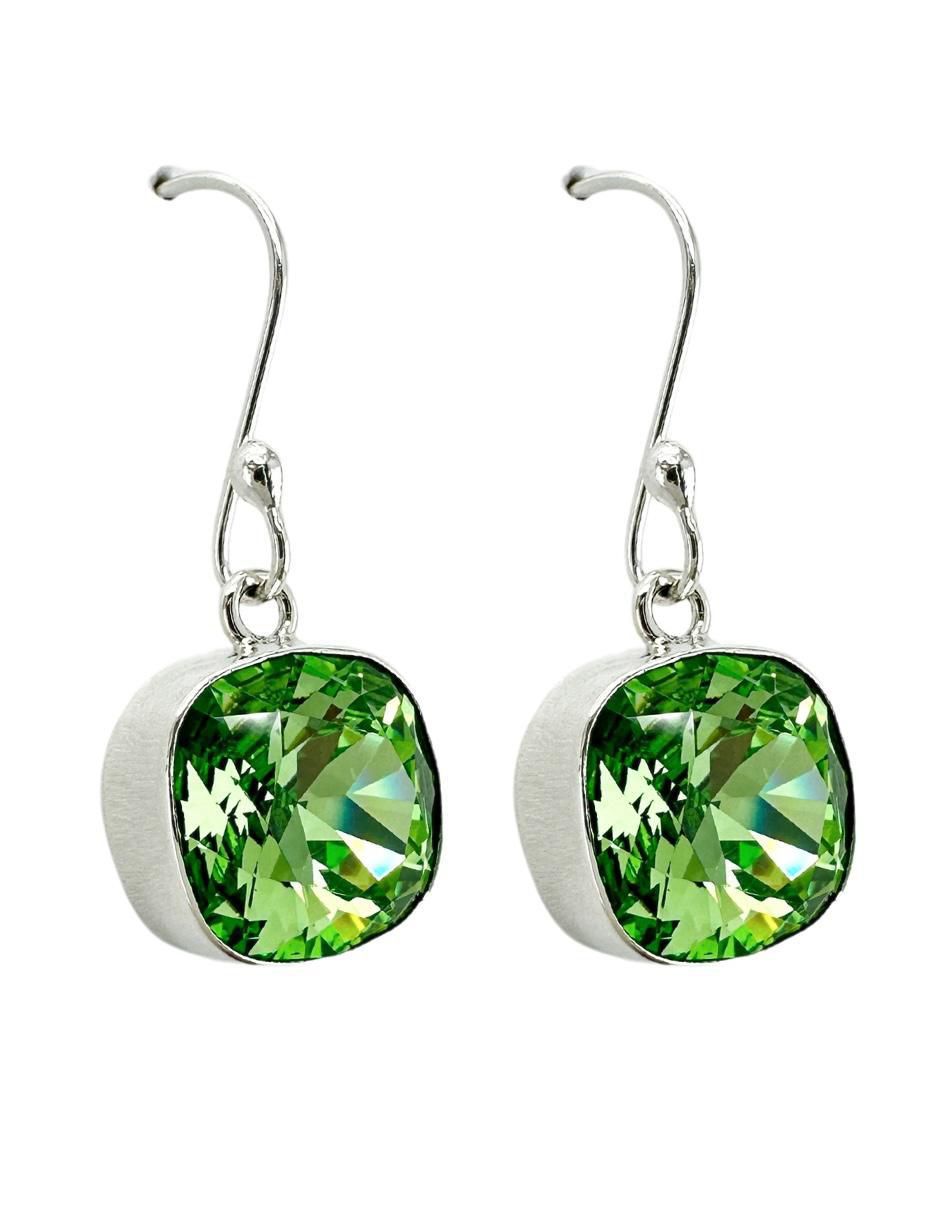 Aretes cuadrados Cushion de plata P 925 cristal