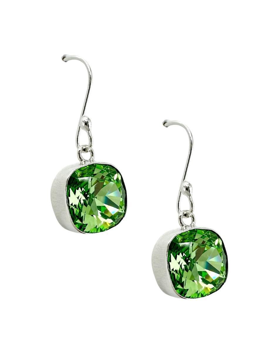 Aretes cuadrados Cushion de plata P 925 cristal 2