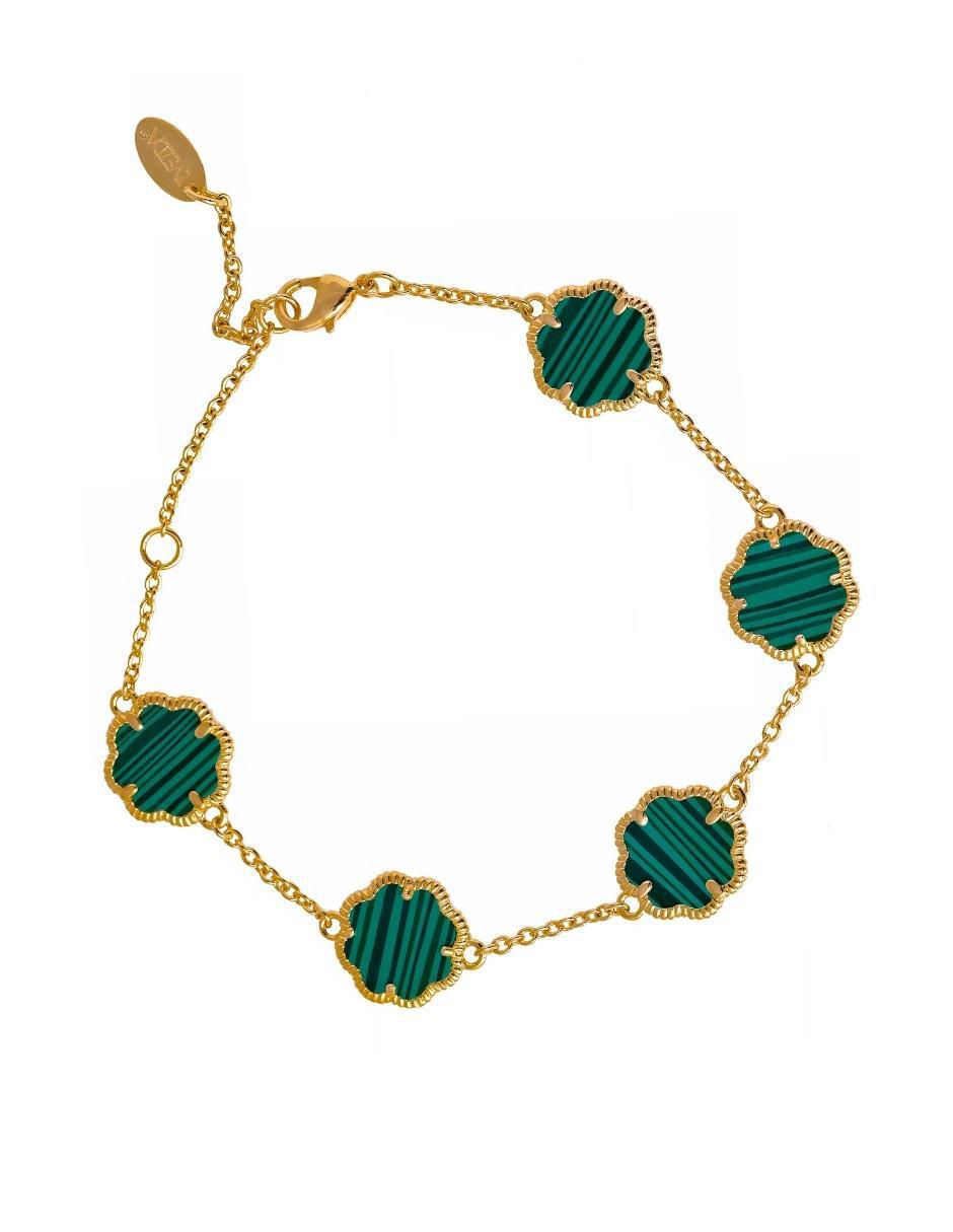Pulsera Trébol con acabado chapa de oro 3