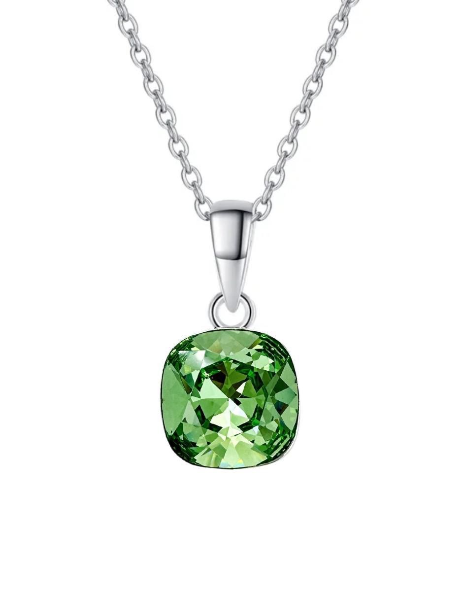 Aretes y collar cuadrados Cushion de plata P925 cristal 5