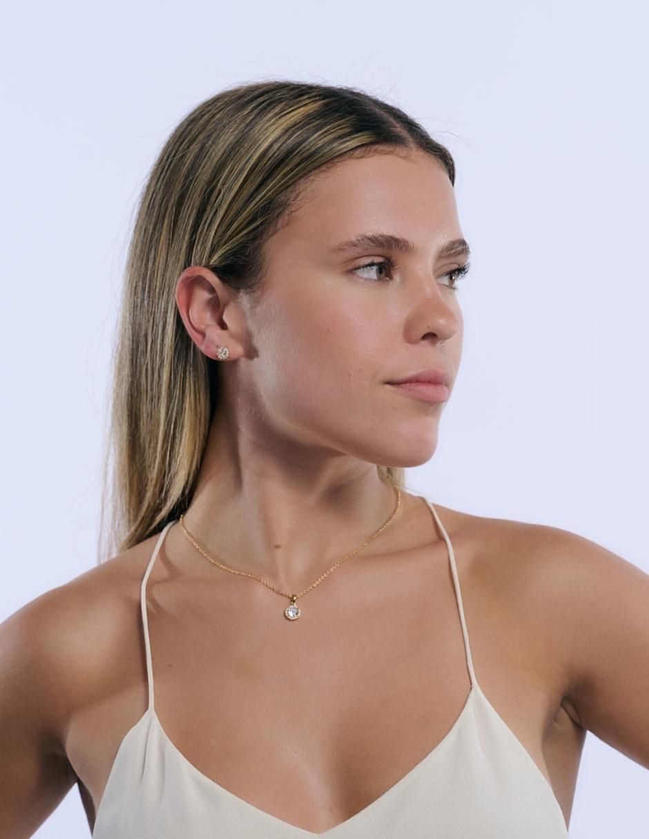 Aretes y collar "de (si aplica)" circular luckyly joyería sin temática "de" latón 14 k zirconia cúbica