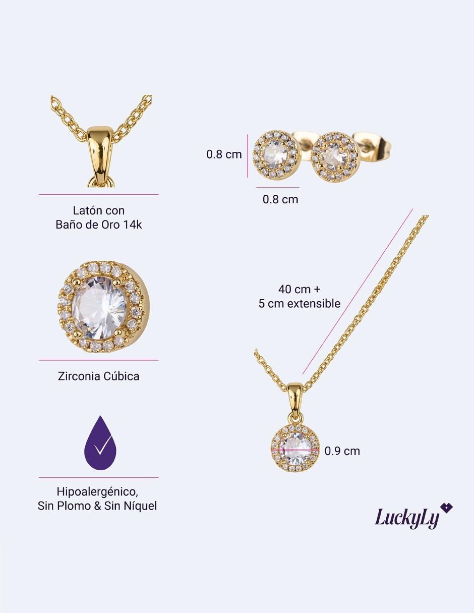 Aretes y collar "de (si aplica)" circular luckyly joyería sin temática "de" latón 14 k zirconia cúbica