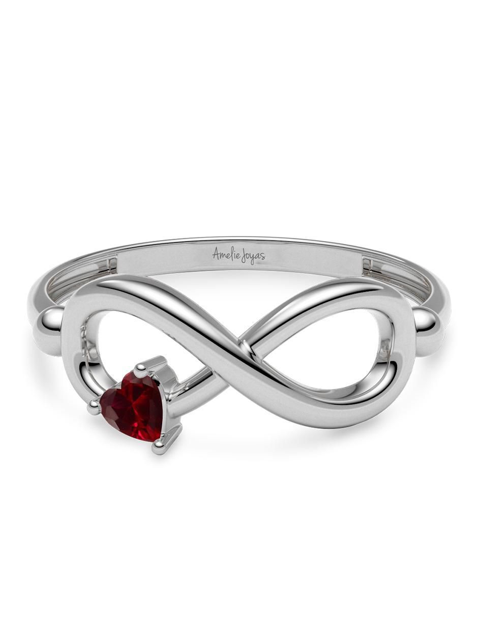 Anillo de corazón 14 k de oro rubí brillante