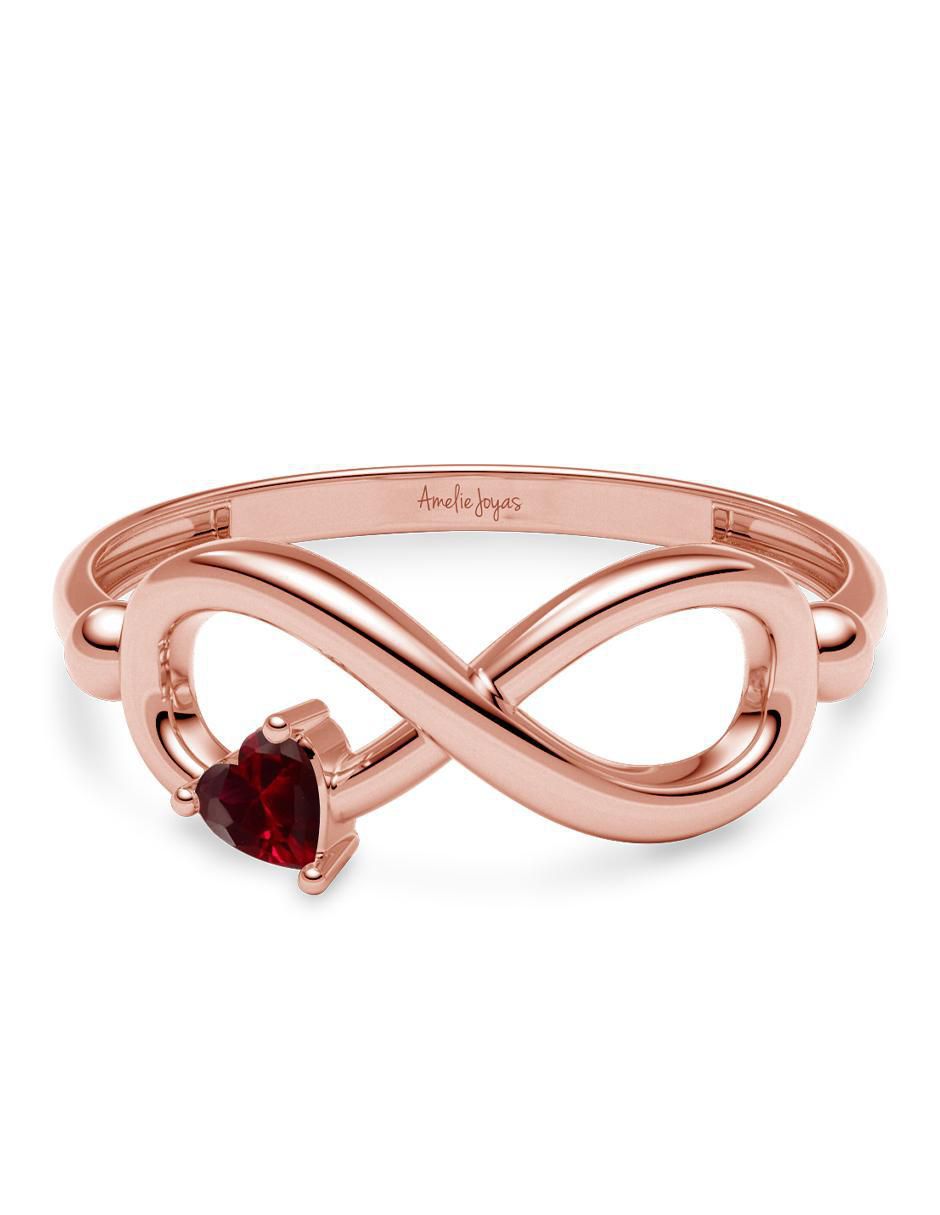 Anillo de corazón 14 k de oro rubí brillante Anillo de corazón 14 k de oro rubí brillante