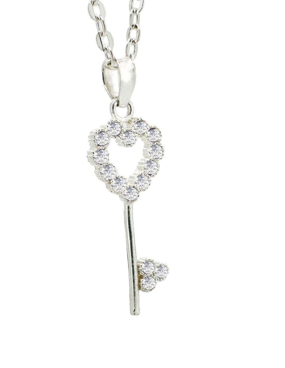 Collar de corazón Llave de plata P 925