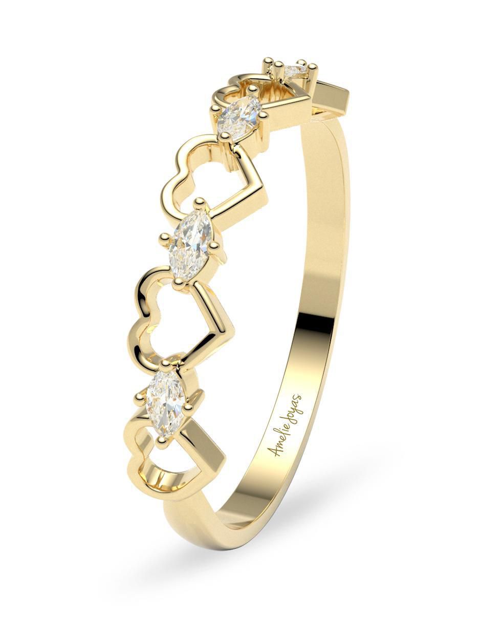 Anillo Amelie Joyas 14 k de oro zirconia