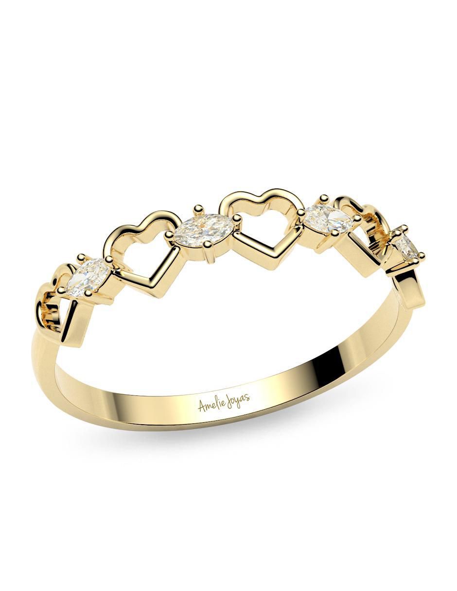 Anillo Amelie Joyas 14 k de oro zirconia