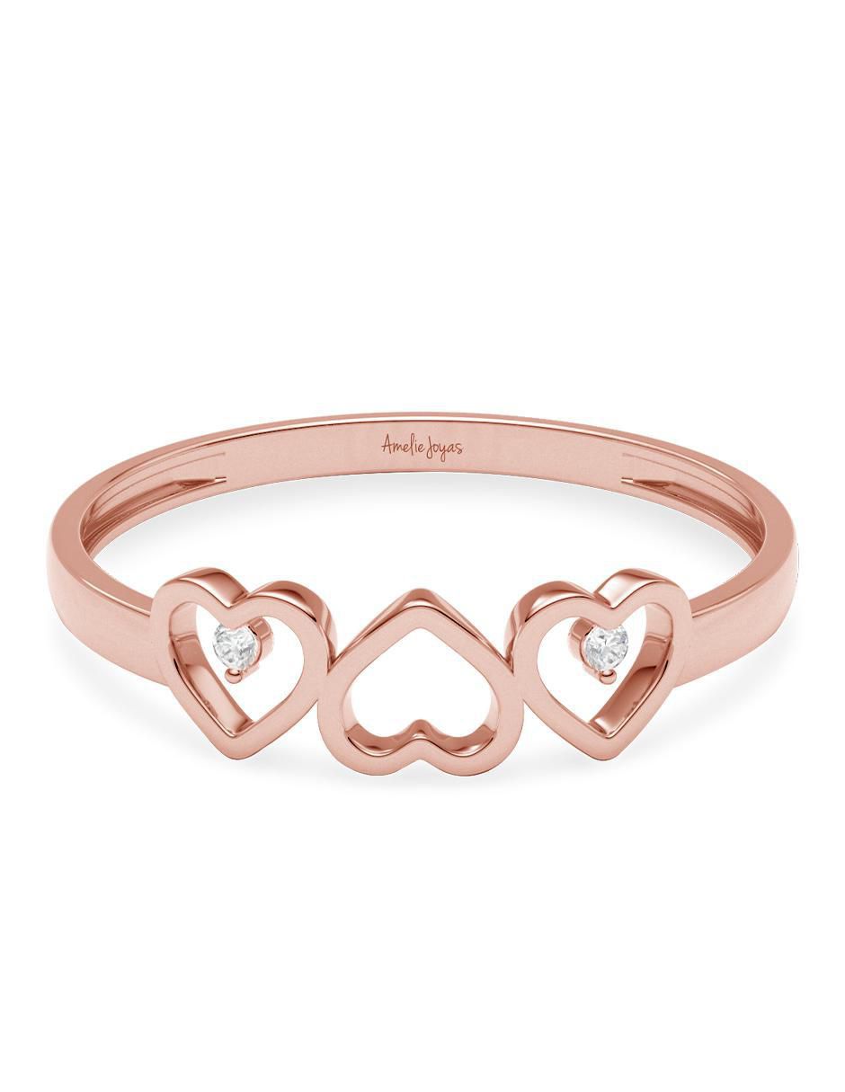 Anillo de corazón 14 k de oro zirconia brillante