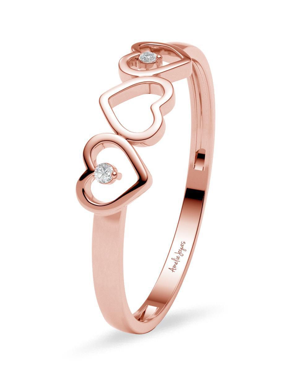 Anillo de corazón 14 k de oro zirconia brillante 2