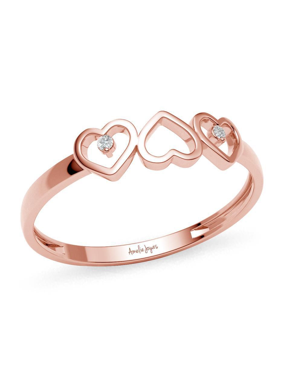 Anillo de corazón 14 k de oro zirconia brillante 4