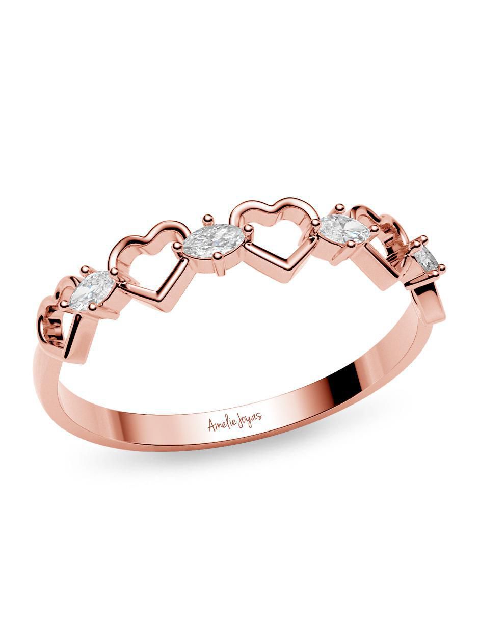 Anillo 14 k de oro zirconia brillante 4