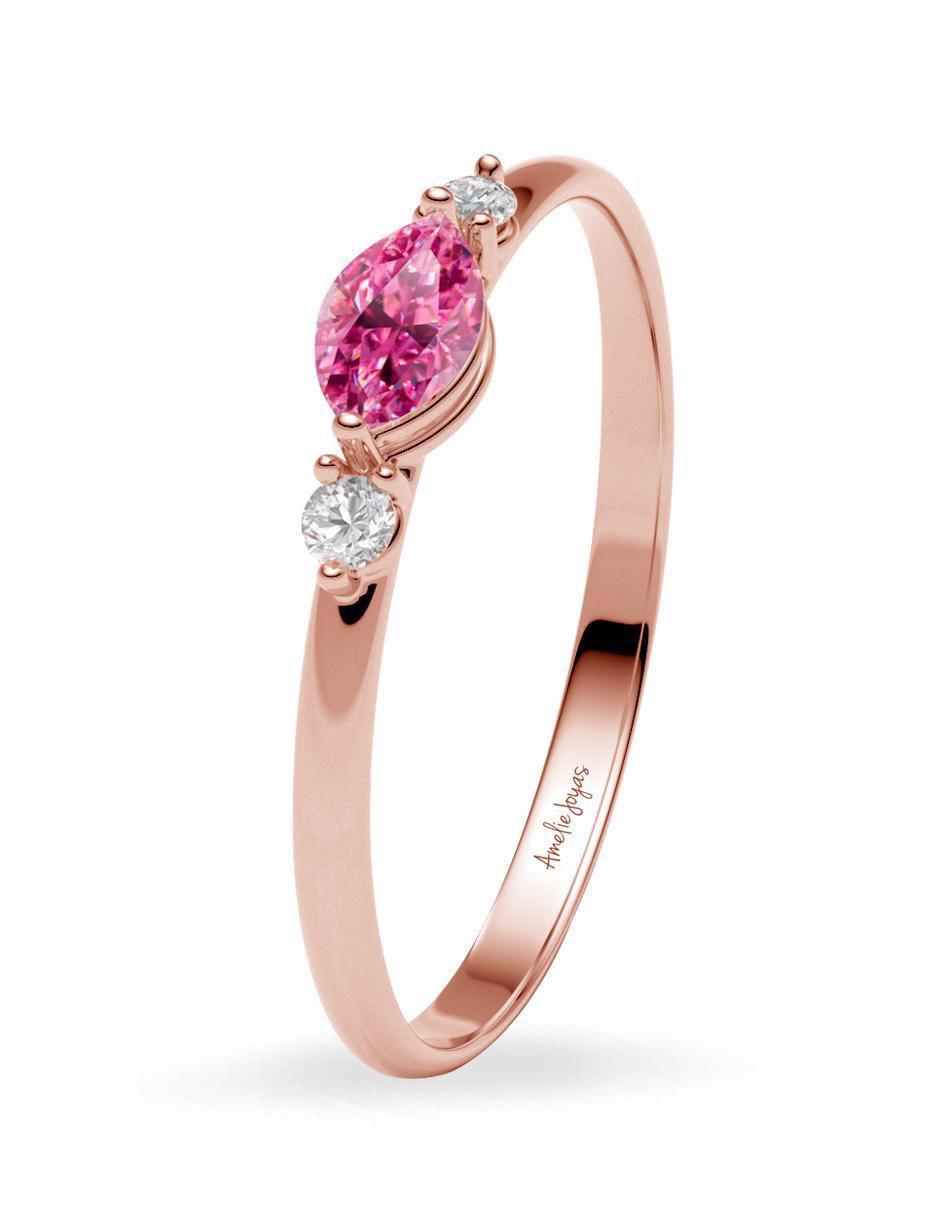 Anillo 10 k de oro zirconia brillante 2