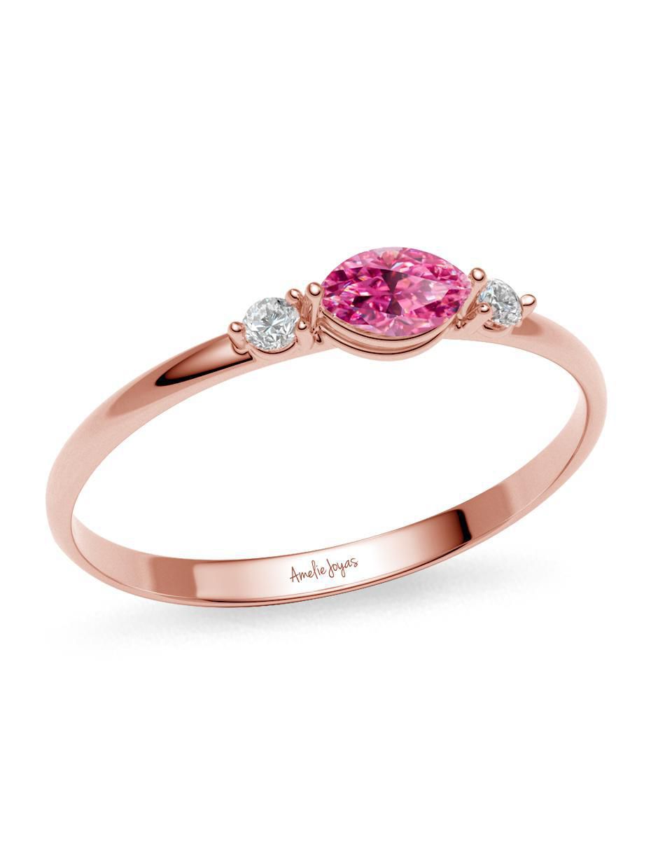 Anillo 10 k de oro zirconia brillante 3