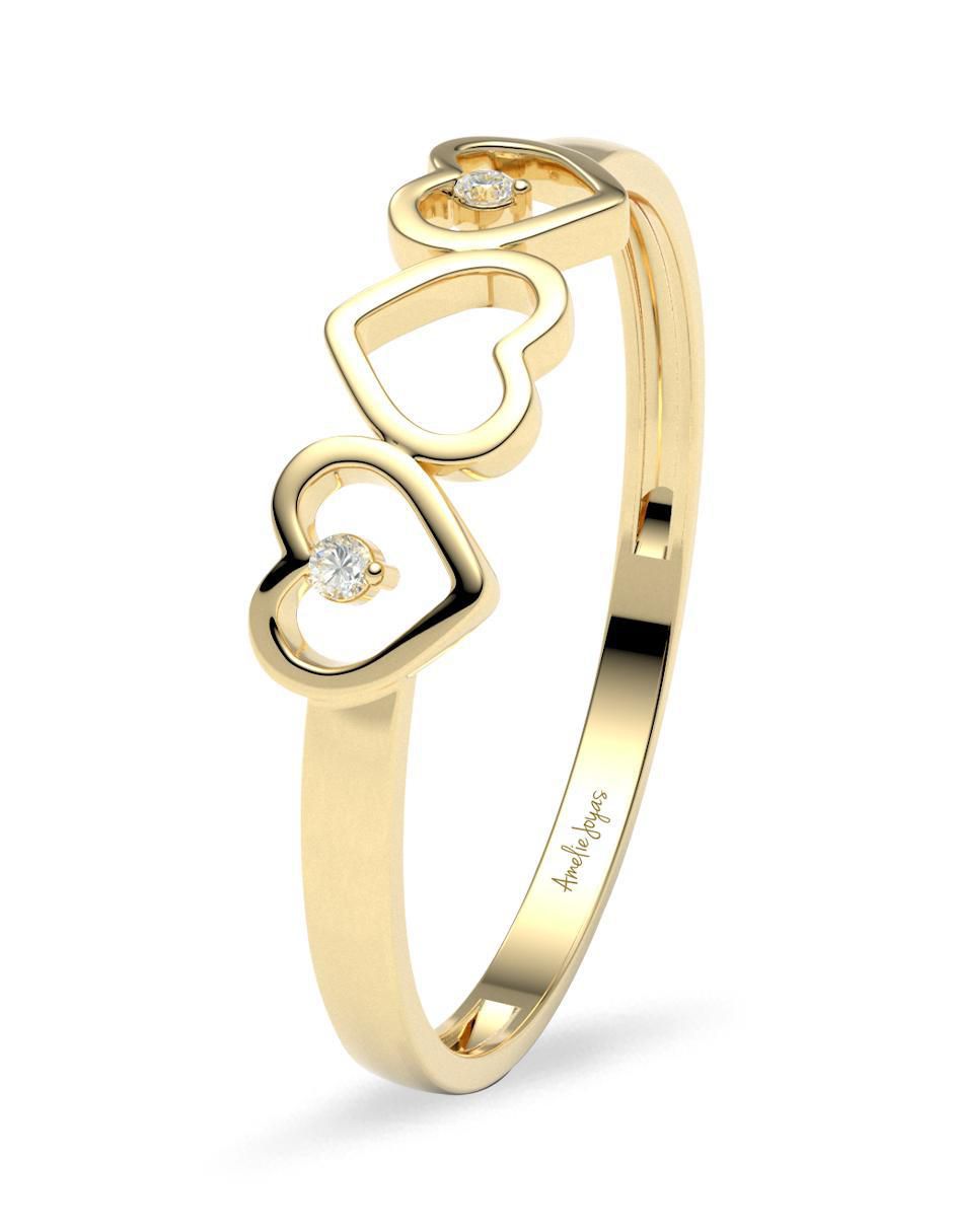 Anillo de corazón Amelie Joyas 14 k de oro zirconia