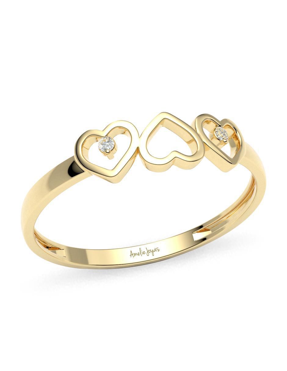 Anillo de corazón Amelie Joyas 14 k de oro zirconia
