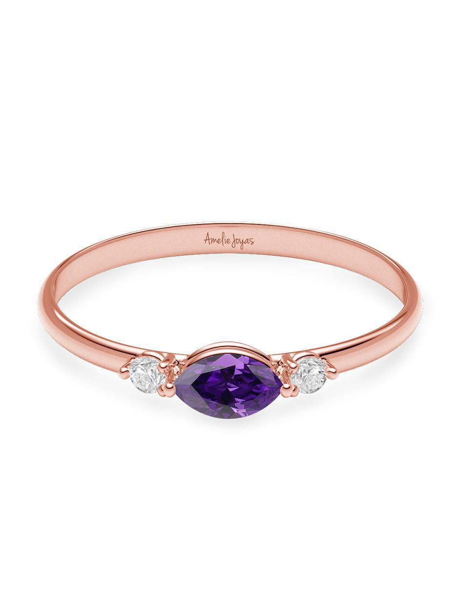 Anillo de rombo 10 k de oro zirconia brillante