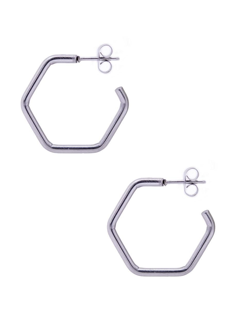 Arracadas hexagonales con acabado brillante 2