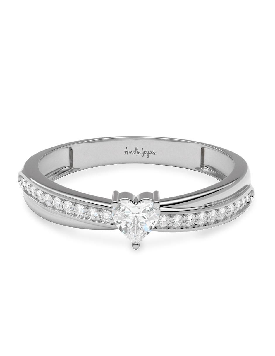 Anillo de corazón 14 k de oro zirconia brillante