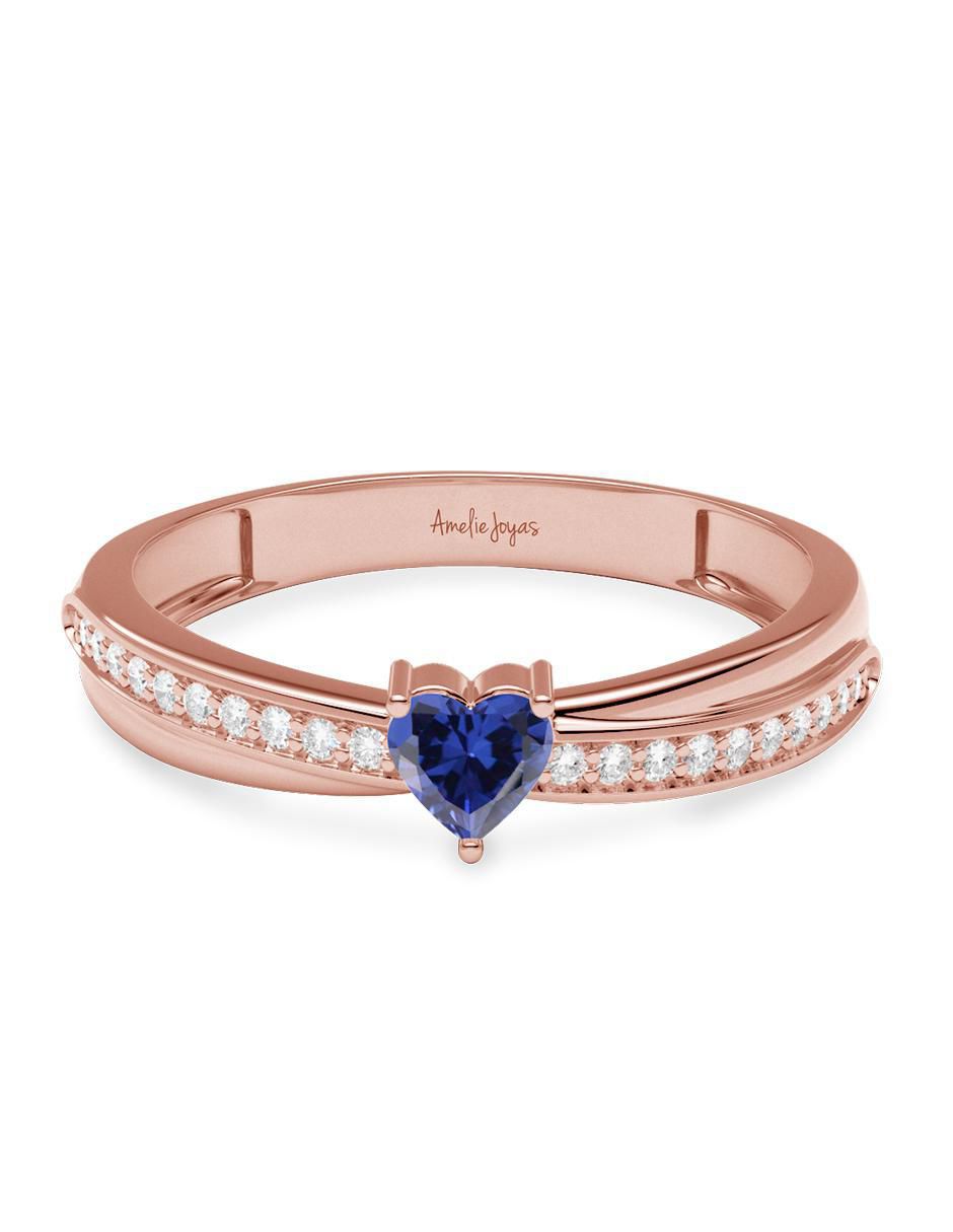 Anillo de corazón 14 k de oro zirconia brillante