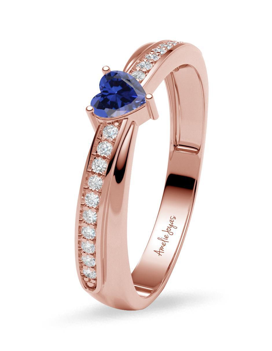 Anillo de corazón 14 k de oro zirconia brillante 2