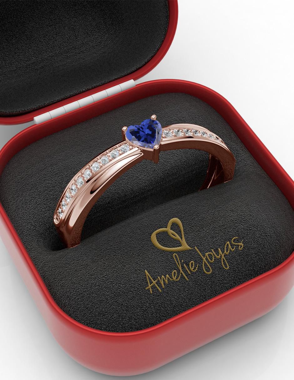 Anillo de corazón 14 k de oro zirconia brillante 4