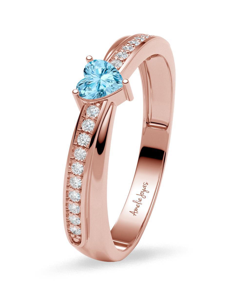 Anillo de corazón 14 k de oro zirconia brillante 2