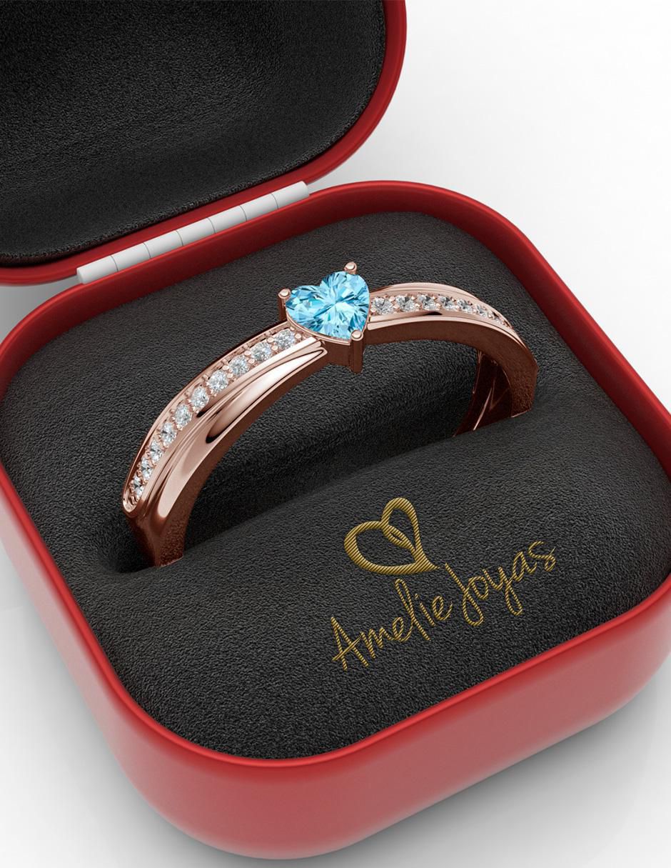 Anillo de corazón 14 k de oro zirconia brillante 4