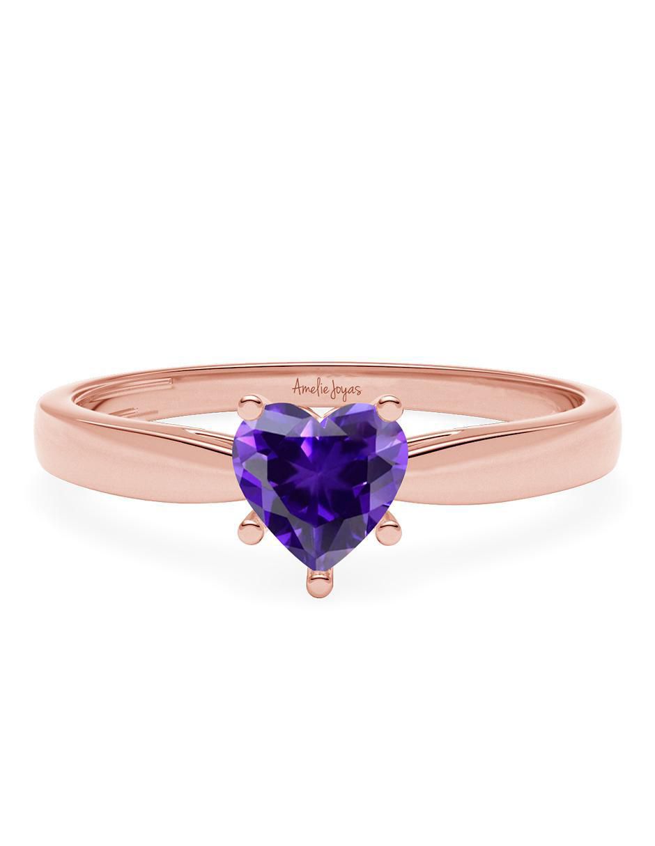 Anillo de corazón 14 k de oro zirconia brillante