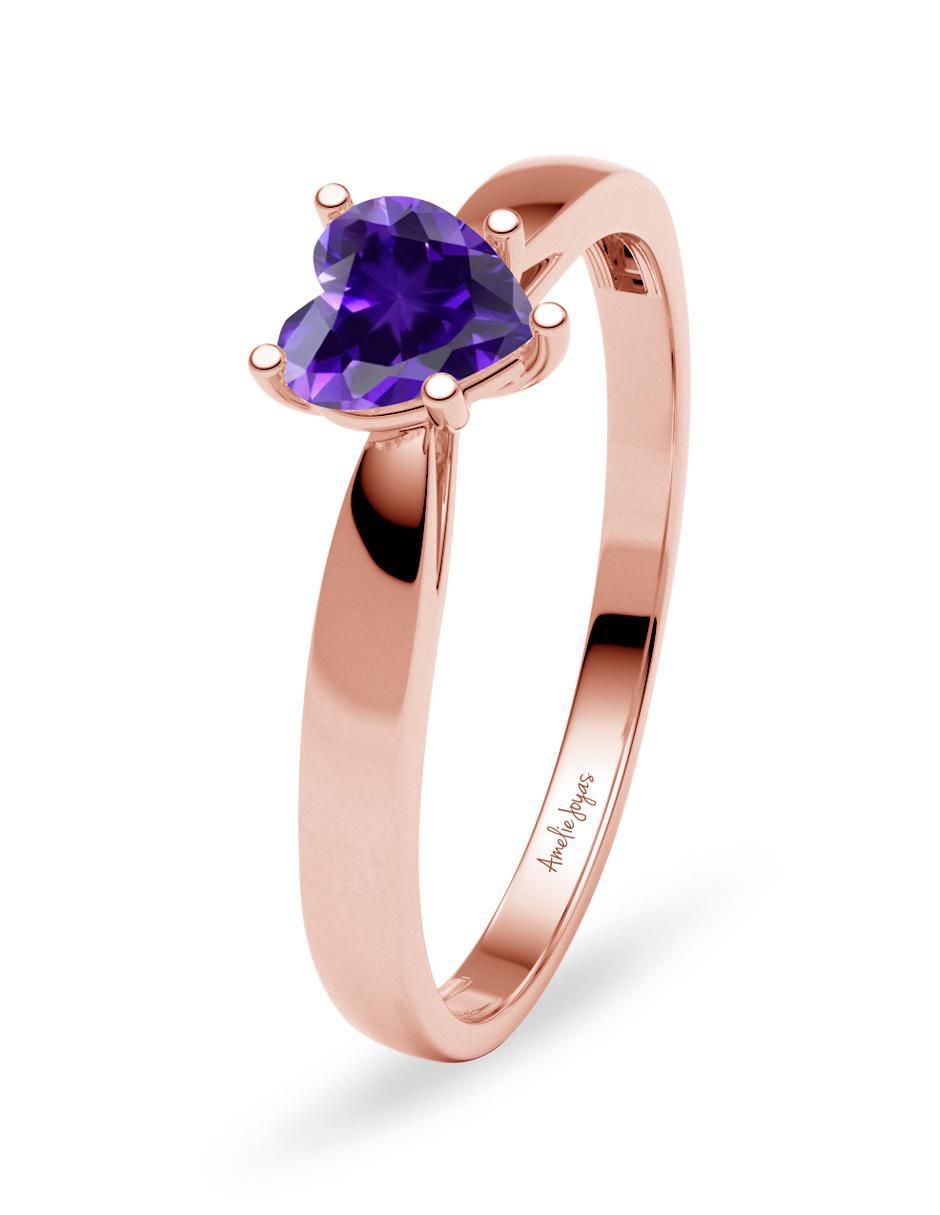Anillo de corazón 14 k de oro zirconia brillante 2