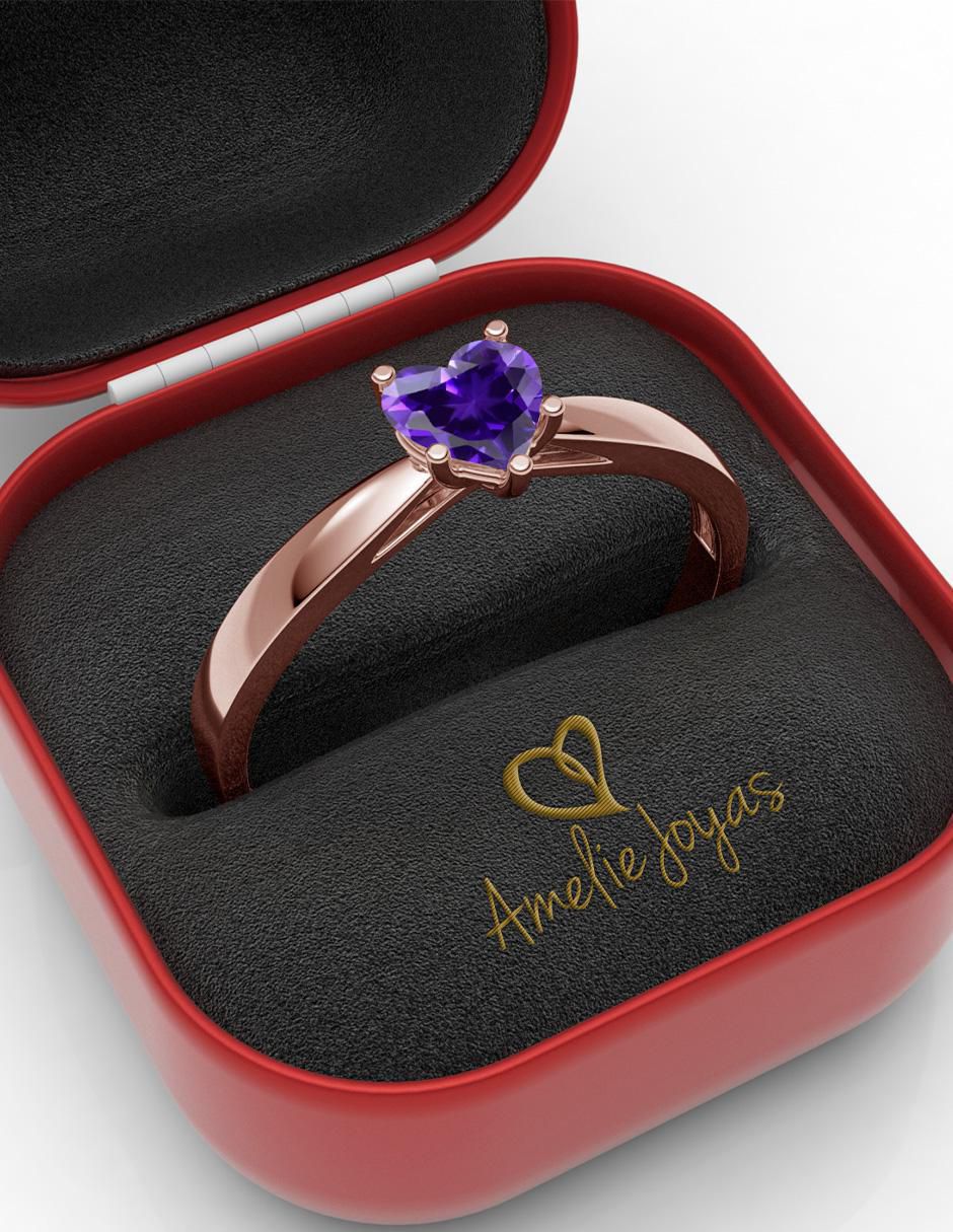 Anillo de corazón 14 k de oro zirconia brillante 4