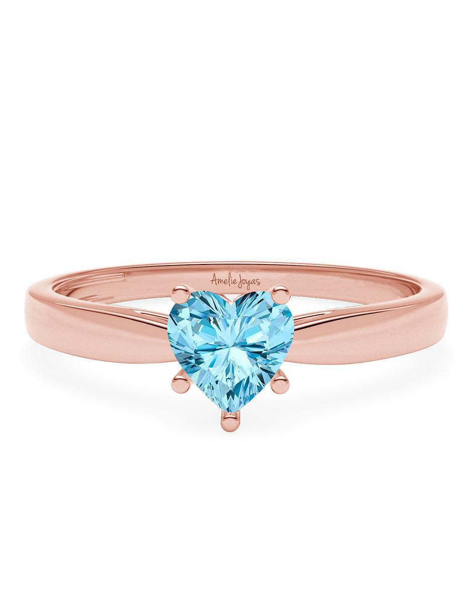 Anillo de corazón 14 k de oro zirconia brillante