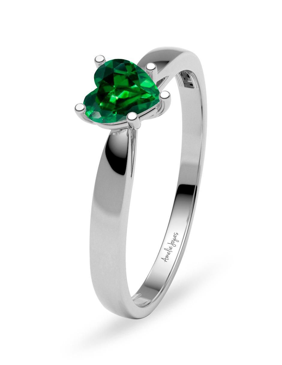 Anillo de corazón 14 k de oro zirconia brillante 2