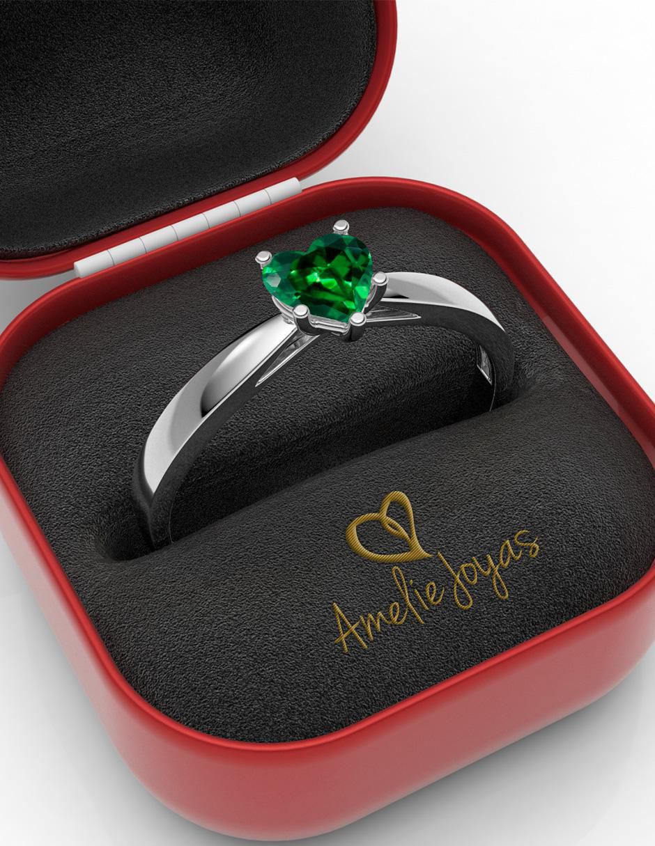 Anillo de corazón 14 k de oro zirconia brillante 4