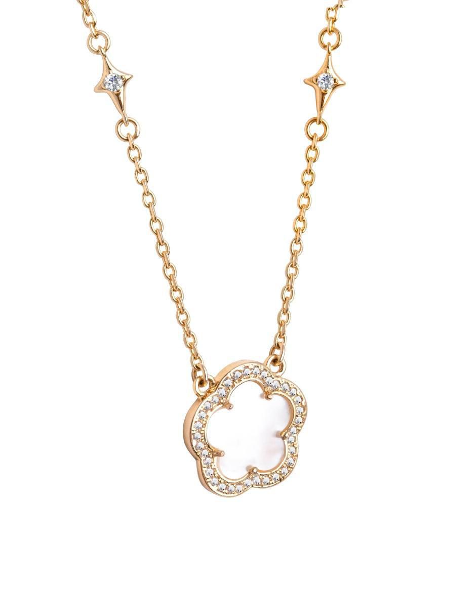 Collar de trébol de baño de oro 18 K Collar de trébol de baño de oro 18 K